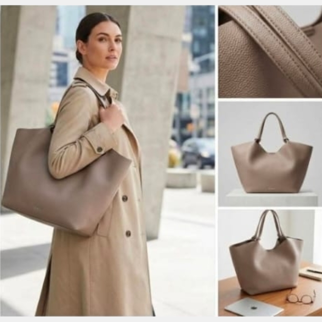 Dkny Large Leather Tote Bag - Taupe