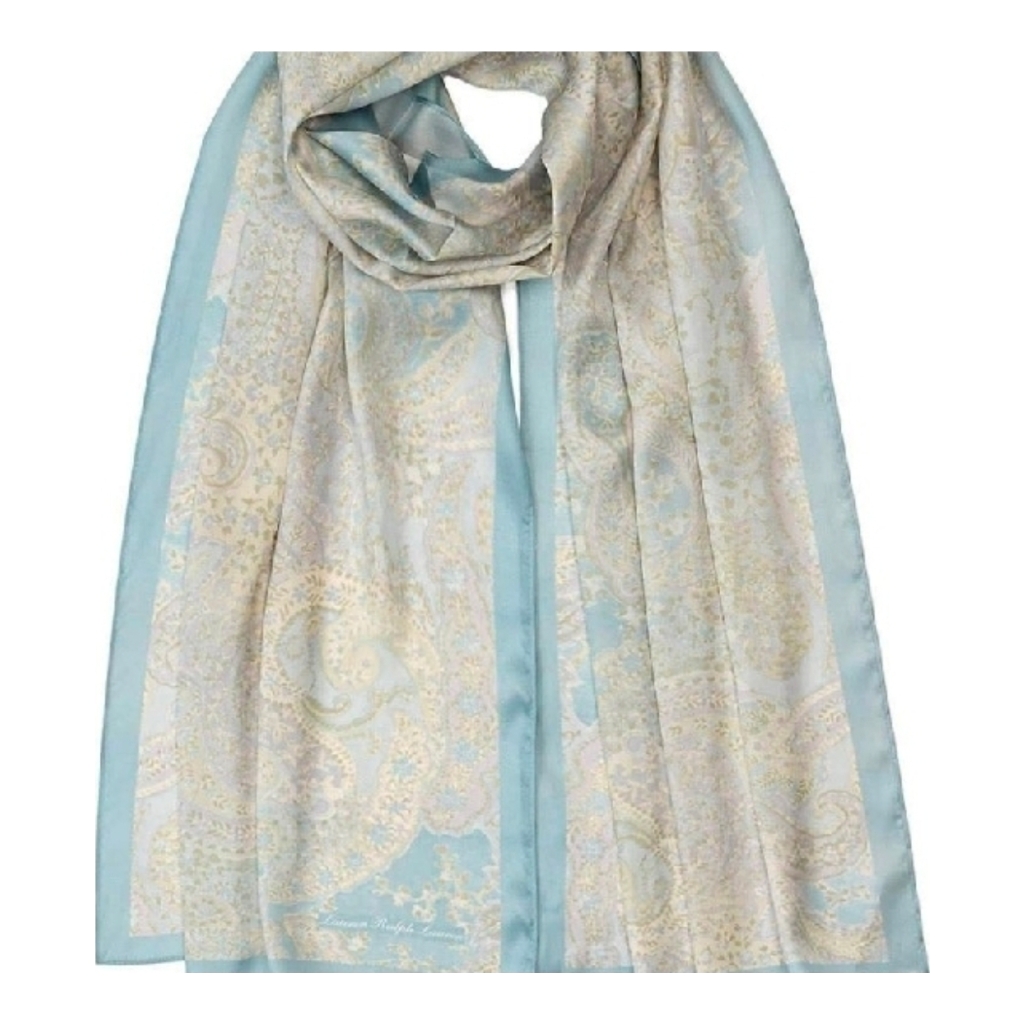 Lauren Ralph Lauren Paisley Oversized Oblong Scarf - Light Blue and Cream Paisley