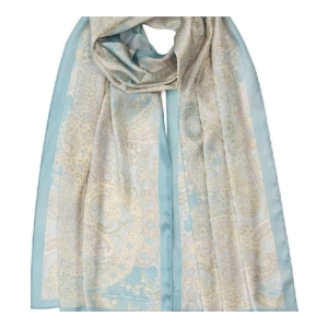 Lauren Ralph Lauren Paisley Oversized Oblong Scarf - Light Blue and Cream Paisley