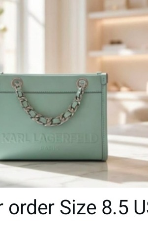 Karl Lagerfeld Tote Bag with Chain Handle - Mint Green