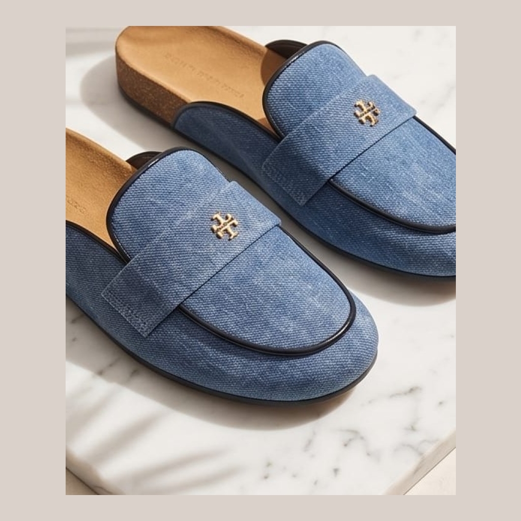 Tory Burch Denim Mule Loafers - Blue - Size 39