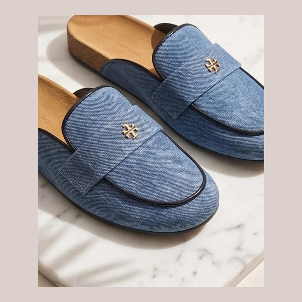 Tory Burch Denim Mule Loafers - Blue - Size 39