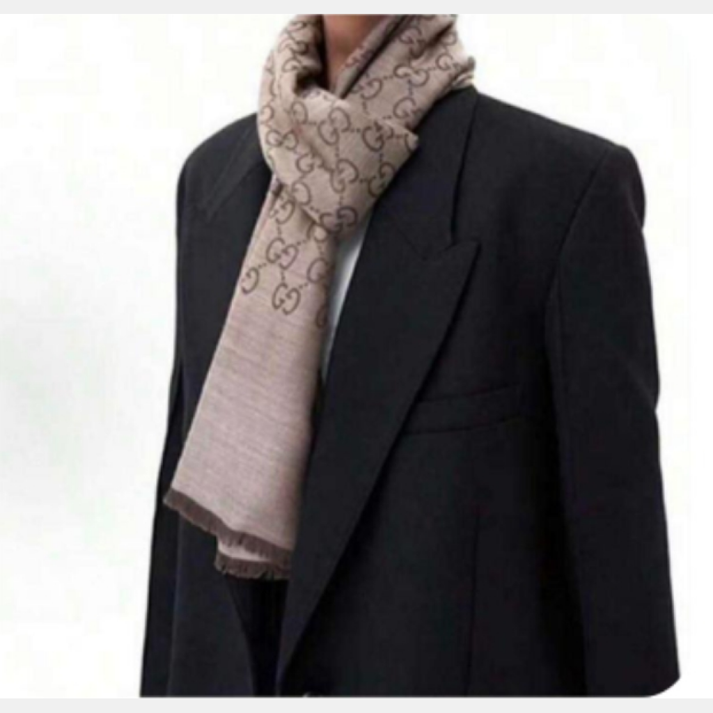 Gucci GG Pattern Wool Scarf - Beige/Brown