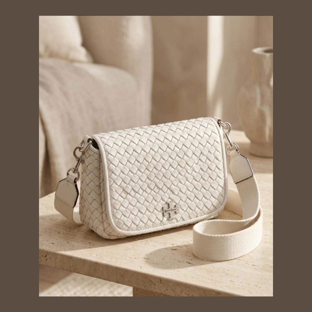 Tory Burch Woven Crossbody Bag - Cream