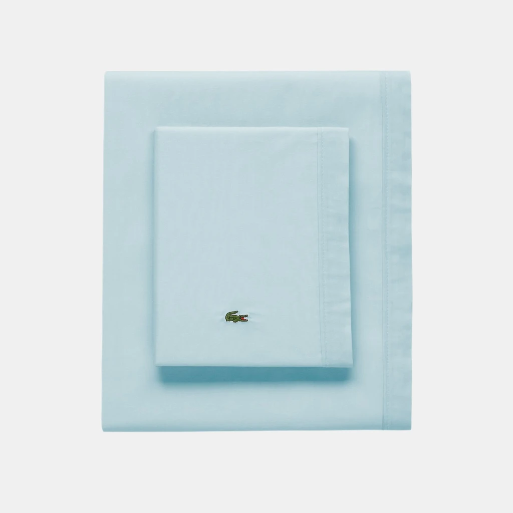 Lacoste Solid Cotton Percale 4-Pc. Sheet Sets - Pale Aqua