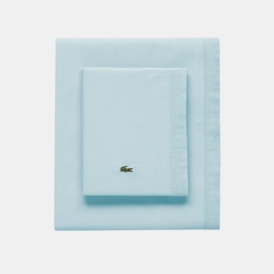 Lacoste Solid Cotton Percale 4-Pc. Sheet Sets - Pale Aqua