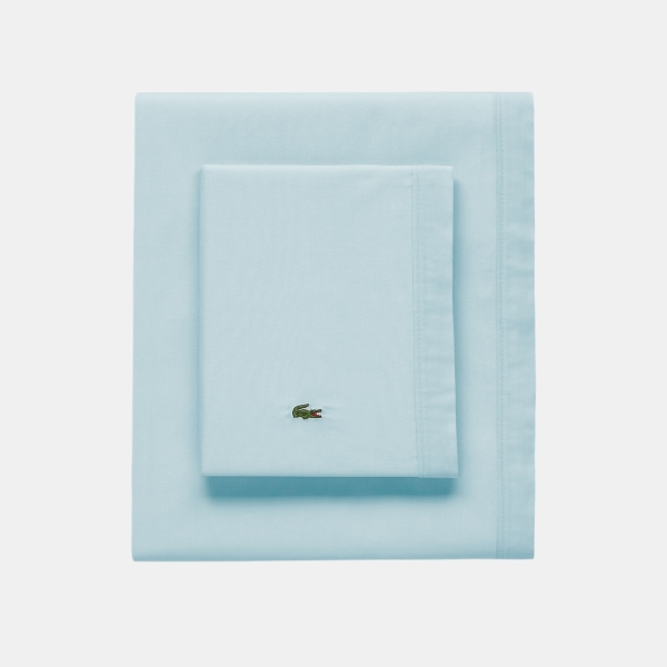 Lacoste Solid Cotton Percale 4-Pc. Sheet Sets - Pale Aqua