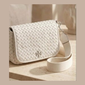 Tory Burch Woven Leather Shoulder Bag - Cream
