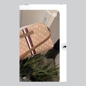 Tommy Hilfiger Cosmetic Pouch - Beige with Red, White, and Navy Stripes