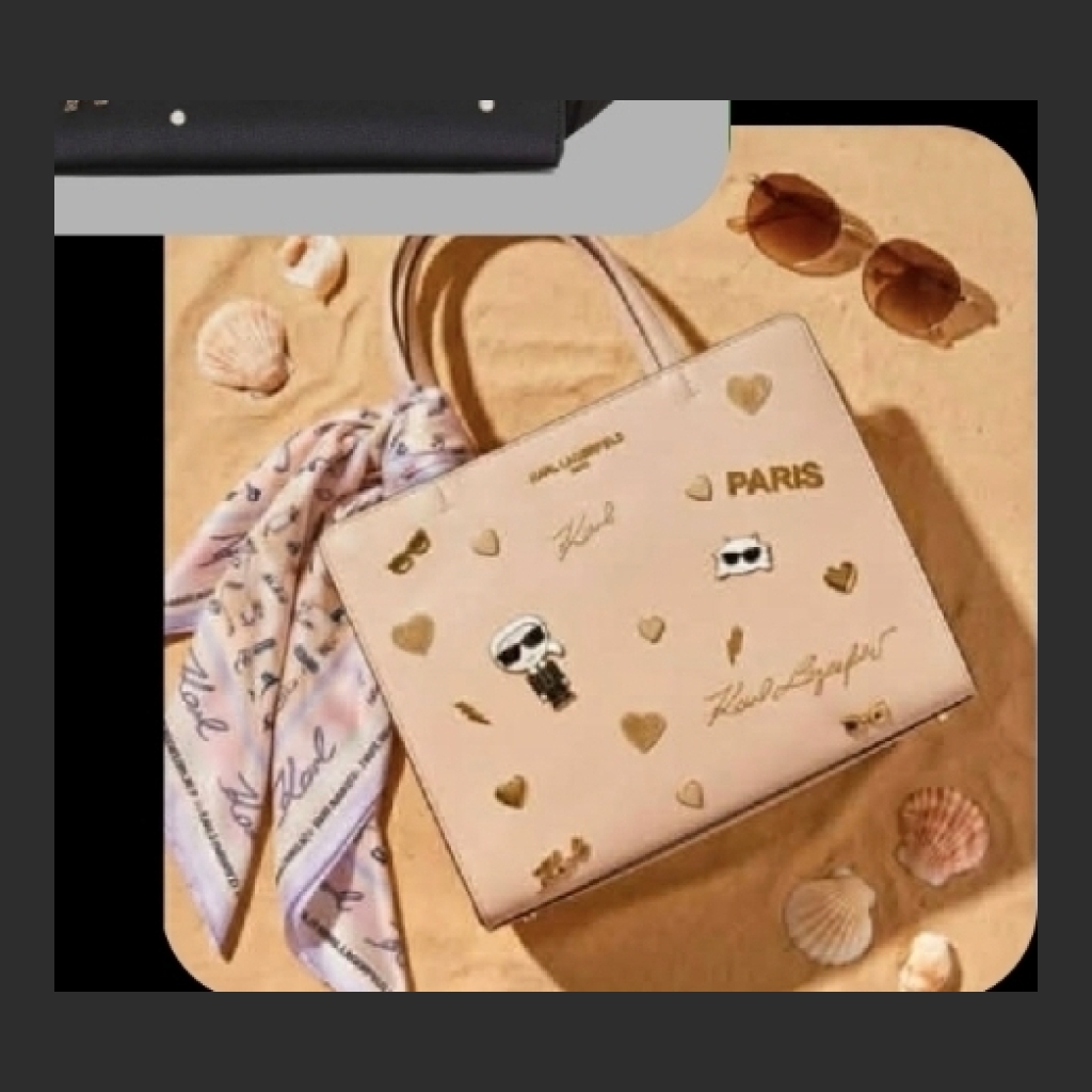 Karl Lagerfeld Embellished Tote Bag with Charms - Light Pink