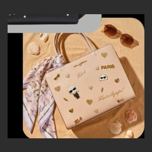 Karl Lagerfeld Embellished Tote Bag with Charms - Light Pink