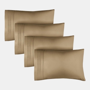 Pillowcase Set of 4 Soft Double Brushed Microfiber - Queen - Beige