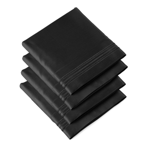 Pillowcase Set of 4 Soft Double Brushed Microfiber - Queen - Black - Image 3