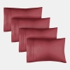 Pillowcase Set of 4 Soft Double Brushed Microfiber - Queen - Burgundy