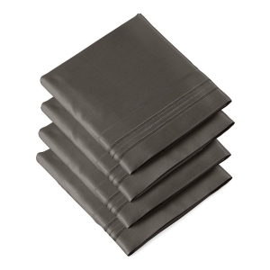 Pillowcase Set of 4 Soft Double Brushed Microfiber - Queen - Dark grey - Image 3