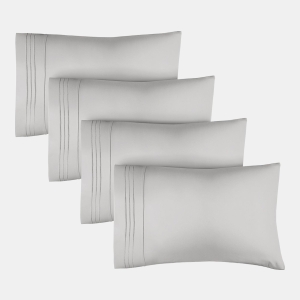 Pillowcase Set of 4 Soft Double Brushed Microfiber - Queen - Light grey