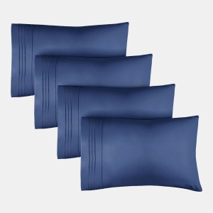 Pillowcase Set of 4 Soft Double Brushed Microfiber - Queen - Navy blue