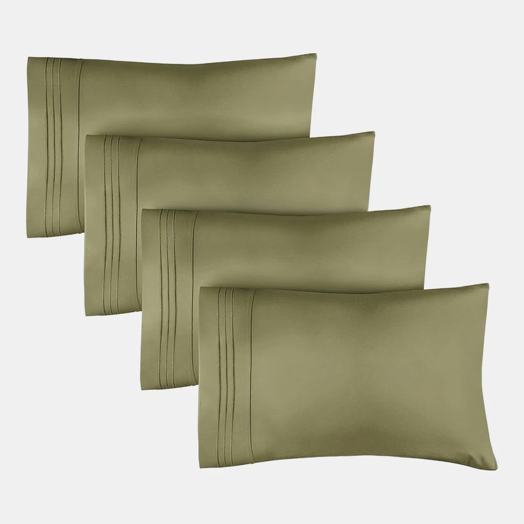 Pillowcase Set of 4 Soft Double Brushed Microfiber - Queen - Sage green