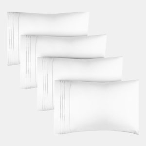 Pillowcase Set of 4 Soft Double Brushed Microfiber - Queen - White