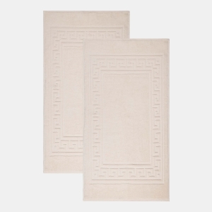 Cotton Greek Key Infinity Border 2-Pc. Bath Rug Set - Ivory