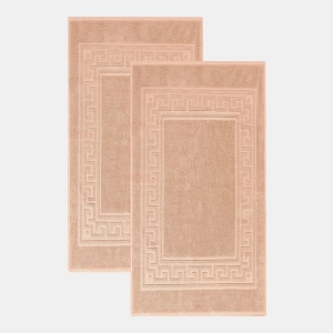 Cotton Greek Key Infinity Border 2-Pc. Bath Rug Set - Peach