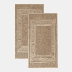 Cotton Greek Key Infinity Border 2-Pc. Bath Rug Set - Taupe