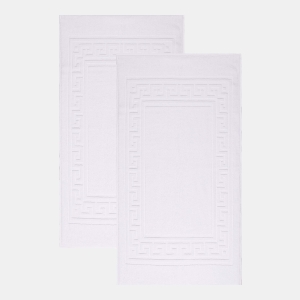 Cotton Greek Key Infinity Border 2-Pc. Bath Rug Set - White