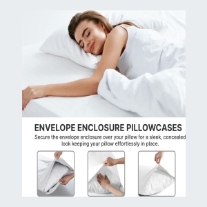 Pillowcase Set of 4 Soft Double Brushed Microfiber - Queen - White - Image 5