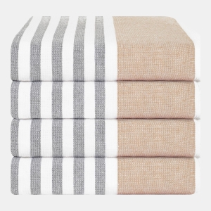 Peshtemal 100% Turkish Cotton 4-Pack Beach Towels, 35" x 60"  - Brown