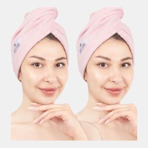 2-Pack Hair Drying Towels, 26" x 13" - Pink