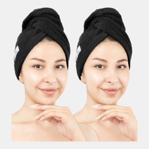 2-Pack Hair Drying Towels, 26" x 13" - Black