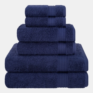 Bekos Premium 100% Turkish Cotton 6-Piece Bath Towel Set - Navy Blue