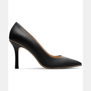 Samantha Signature Pointed-Toe Leather Pumps - Black Leather - Image 3