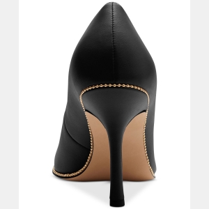 Samantha Signature Pointed-Toe Leather Pumps - Black Leather - Image 4
