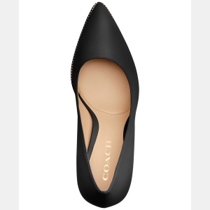 Samantha Signature Pointed-Toe Leather Pumps - Black Leather - Image 5