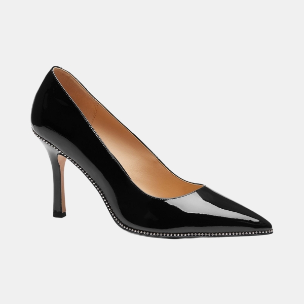 Samantha Signature Pointed-Toe Leather Pumps - Black Patent Leather