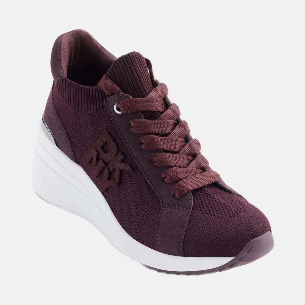DKNY Women's Kasia Lace-Up Wedge Sneakers - Wine