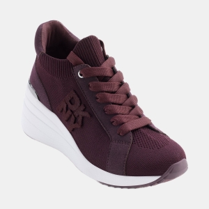 DKNY Women's Kasia Lace-Up Wedge Sneakers - Wine