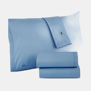 Lacoste Solid Cotton Percale 4-Pc. Sheet Sets - Allure Blue