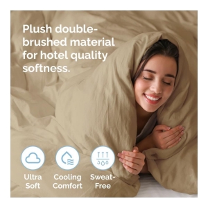 Premium Microfiber Duvet Cover Set - Twin - Beige - Image 4