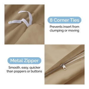 Premium Microfiber Duvet Cover Set - Twin - Beige - Image 5