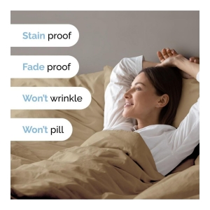 Premium Microfiber Duvet Cover Set - Twin - Beige - Image 6