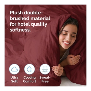 Premium Microfiber Duvet Cover Set - Twin - Burgundy - Image 4