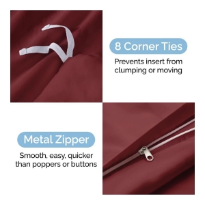 Premium Microfiber Duvet Cover Set - Twin - Burgundy - Image 5