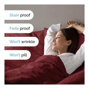 Premium Microfiber Duvet Cover Set - Twin - Burgundy - Image 6