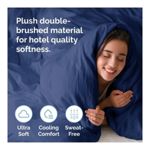 Premium Microfiber Duvet Cover Set - Twin - Navy blue - Image 4