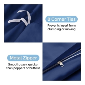 Premium Microfiber Duvet Cover Set - Twin - Navy blue - Image 5