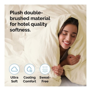 Premium Microfiber Duvet Cover Set - Twin - Off white - Image 6