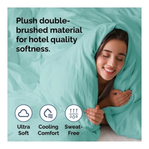 Premium Microfiber Duvet Cover Set - Twin - Spa blue - Image 7