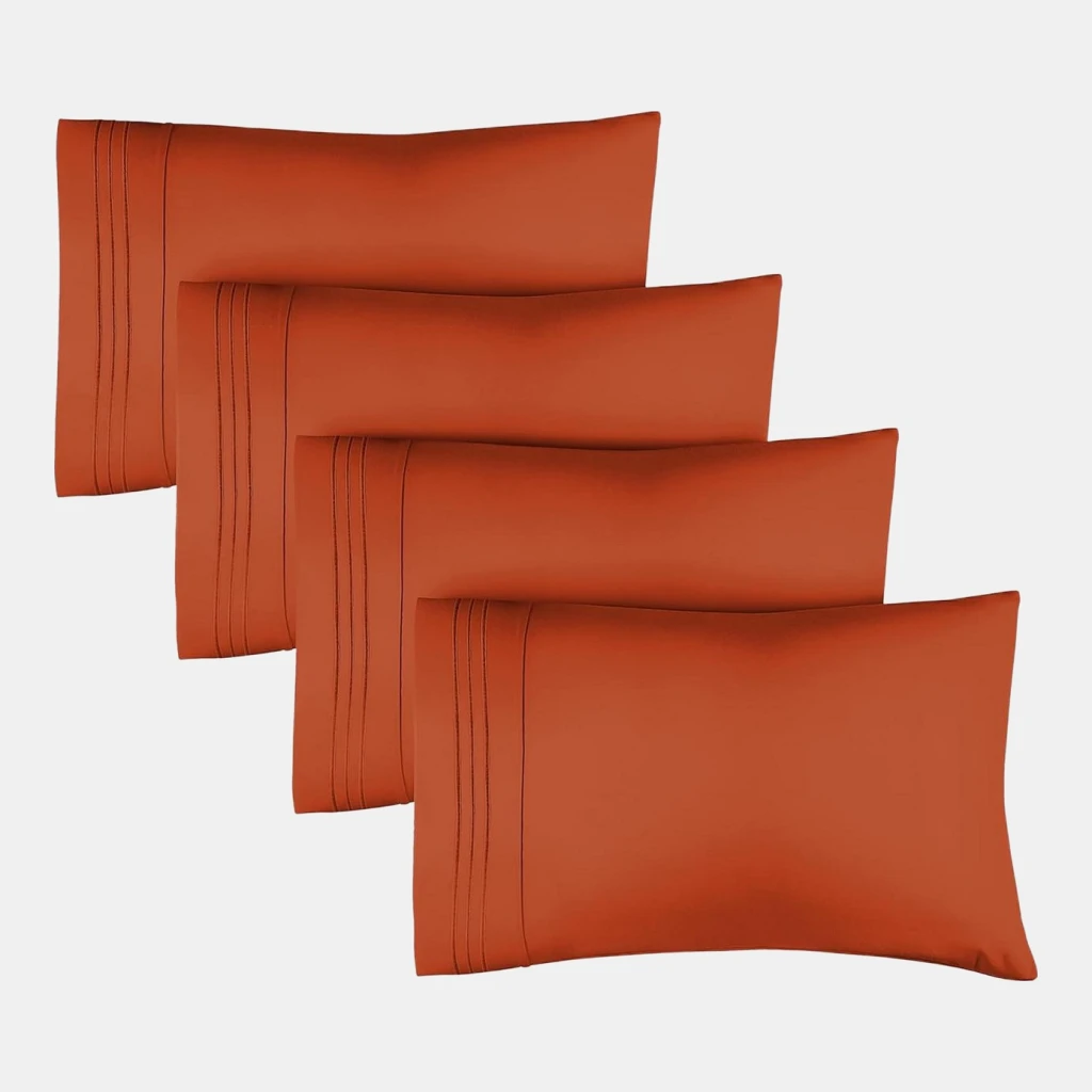 Pillowcase Set of 4 Soft Double Brushed Microfiber - Queen - Terracotta